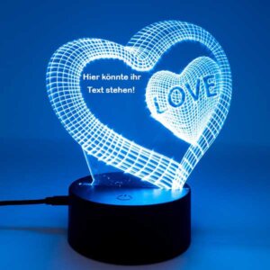 Acryl 3D Herz LED Beleuchtung personalisiert RGB