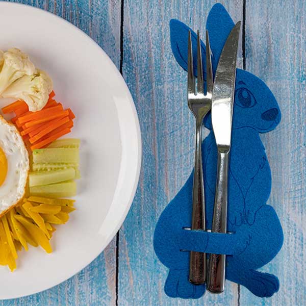 Besteckhalter Filz Himmelblau Osterhase