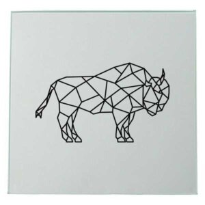 Bison Spiegel Lasergravur