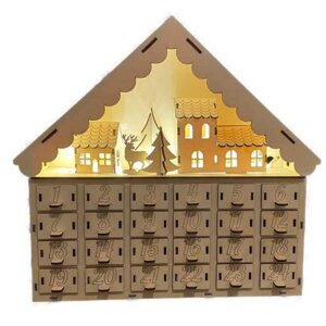 Adventskalender Sperrholz Kunsthandwerk LED Beleuchtung