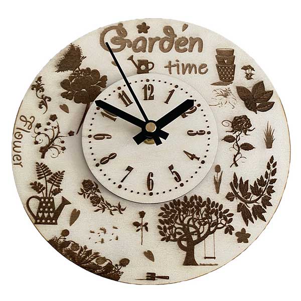 Uhr Sperrholz Garden Motiv