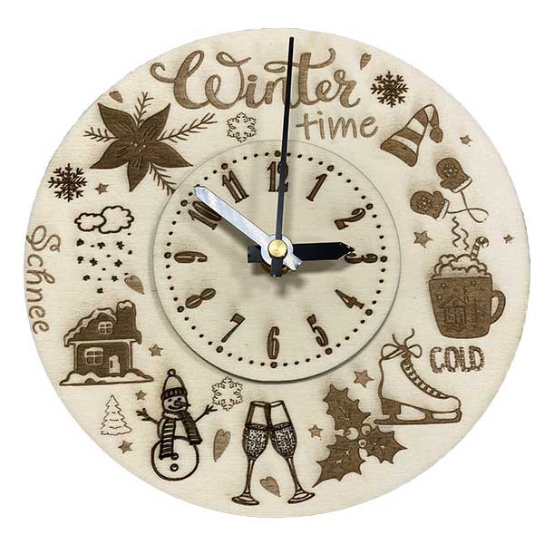 Sperrholz-Uhr in verschiedenen Designs "Garden" "Coffee" " Winter" – Bild 3