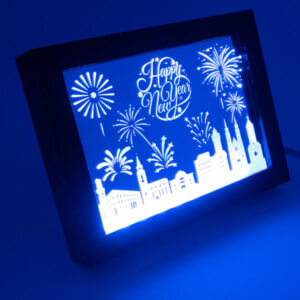 Bilderrahmen Spiegel RGB LED Motiv Silvester Feuerwerk