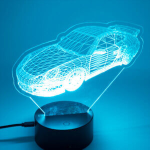 Acryl Nachtlicht Porsche mit LED Beleuchtung
