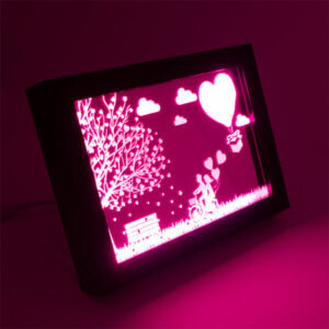 Bilderrahmen Spiegel RGB LED Motiv Valentinstag Herzblätter Romantik