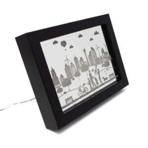 LED-Spiegelbilderrahmen Spiegel RGB LED Motiv Frühling Natur Familie Landschaft Skyline