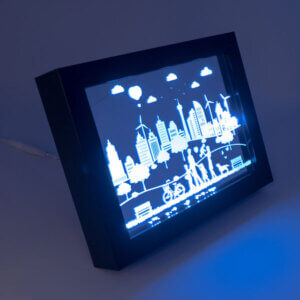 LED-Spiegelbilderrahmen Spiegel RGB LED Motiv Frühling Natur Familie Landschaft Skyline