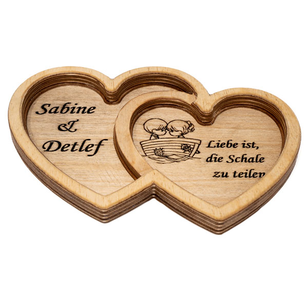 Herzschale Personalisiert Lasergravur Birke Holz Hochzeit Ringschale Valentinstag Liebe persönliche Gravur Holzschale Dekoration Geschenk
