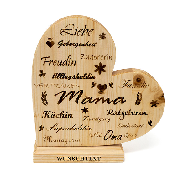 Muttertag – Holzherz – individuell beschriftet – Muttertagsgeschenk – lasergraviert – Dekoration - Geschenk - Oma - Geschenk